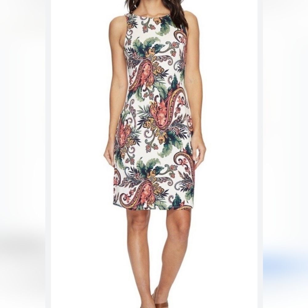 Tommy Bahama White Paisley Floral Sheath Dress